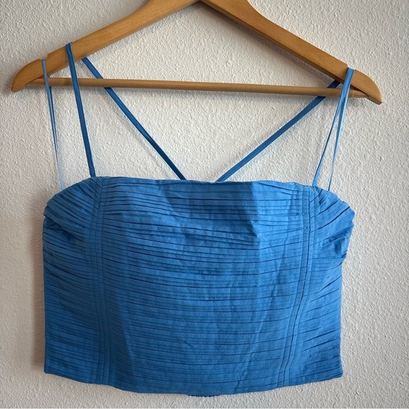 NWT Madewell Poplin Strappy Crop Top Crinkle Size 6 in Ornamental Blue - Picture 5 of 10